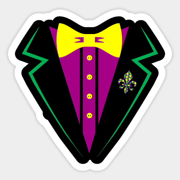 Mardi Gras Tux Shirt Sticker by SolarFlare